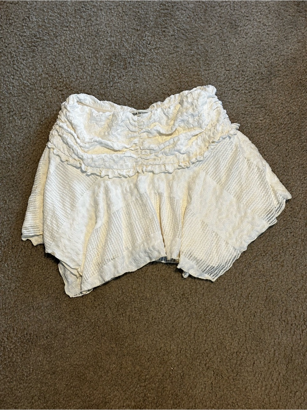 Urban Outfitters White Textured Ruffle Skirt